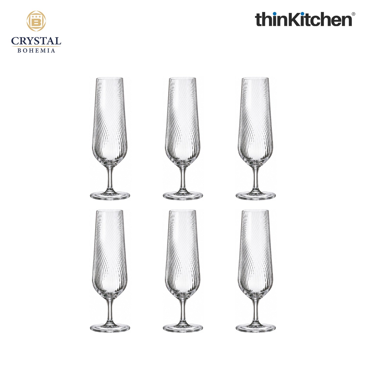 Premium 200ml x 6 Champagne Flute Glasses Set for Wine, Drinks, Cocktails, Mocktails - 2