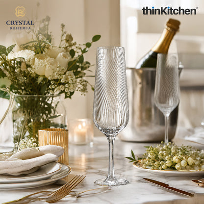 Premium 200ml x 6 Champagne Flute Glasses Set for Wine, Drinks, Cocktails, Mocktails