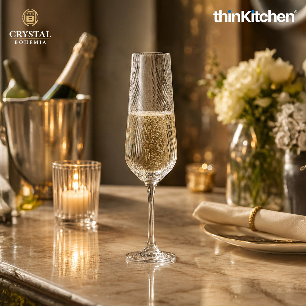 Premium 200ml x 6 Champagne Flute Glasses Set for Wine, Drinks, Cocktails, Mocktails