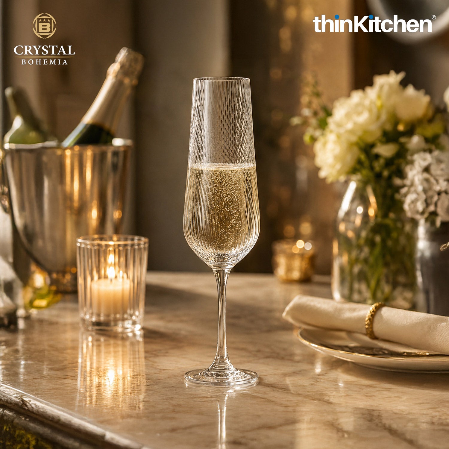 Premium 200ml x 6 Champagne Flute Glasses Set for Wine, Drinks, Cocktails, Mocktails - 1