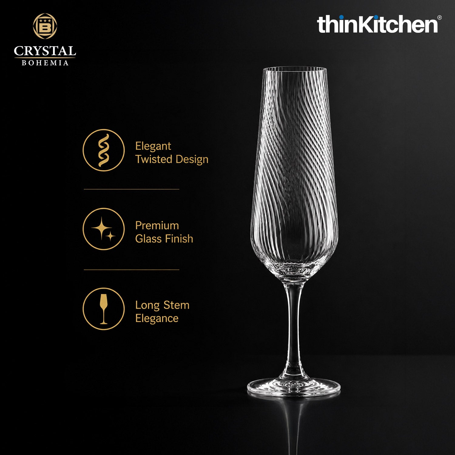 Premium 200ml x 6 Champagne Flute Glasses Set for Wine, Drinks, Cocktails, Mocktails - 5