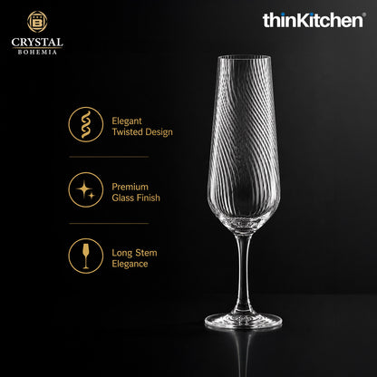 Premium 200ml x 6 Champagne Flute Glasses Set for Wine, Drinks, Cocktails, Mocktails