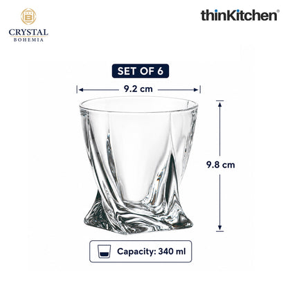 Premium 340ml  Quadro  Whisky Glass Set of 6 – Double Old Fashioned (DOF), Luxury  Whisky, Scotch & Bourbon Crystalware Glasses