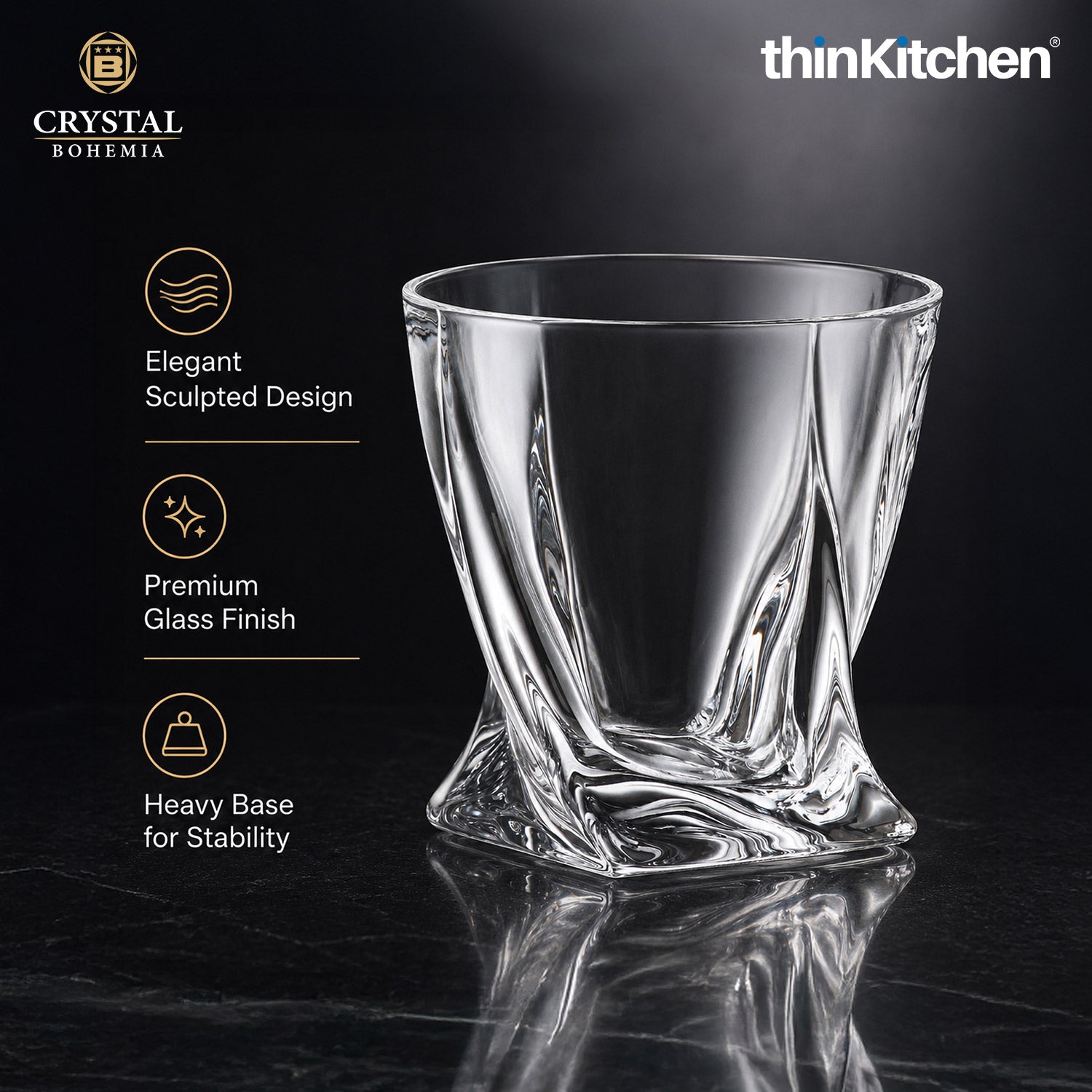 Premium 340ml  Quadro  Whisky Glass Set of 6 – Double Old Fashioned (DOF), Luxury  Whisky, Scotch & Bourbon Crystalware Glasses - 5