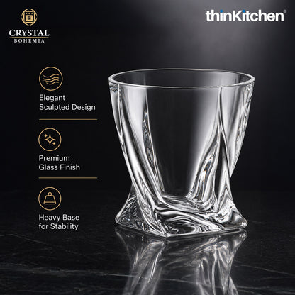 Premium 340ml  Quadro  Whisky Glass Set of 6 – Double Old Fashioned (DOF), Luxury  Whisky, Scotch & Bourbon Crystalware Glasses