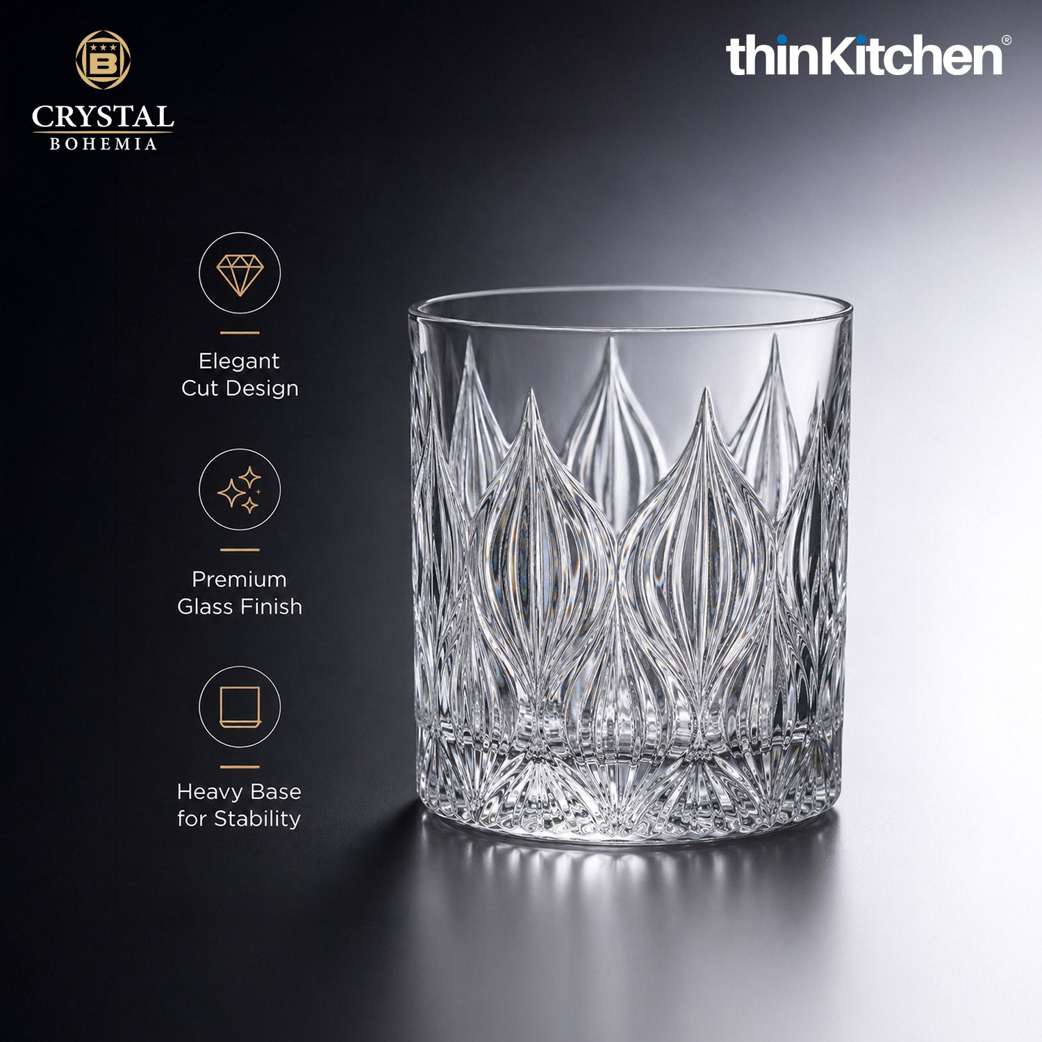 Premium 300ml  Onion  Whisky Glass Set of 6 – Double Old Fashioned (DOF), Luxury  Whisky, Scotch & Bourbon Crystalware Glasses - 4