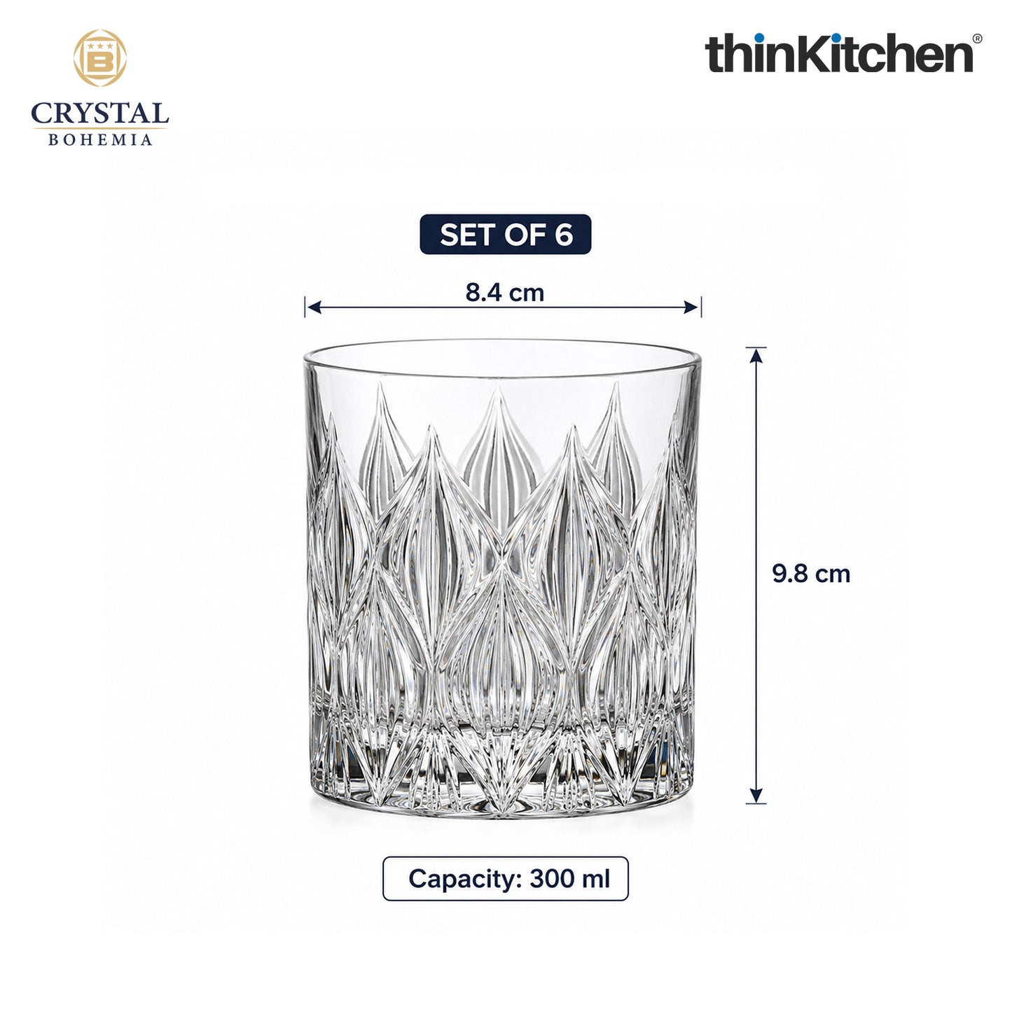 Premium 300ml  Onion  Whisky Glass Set of 6 – Double Old Fashioned (DOF), Luxury  Whisky, Scotch & Bourbon Crystalware Glasses