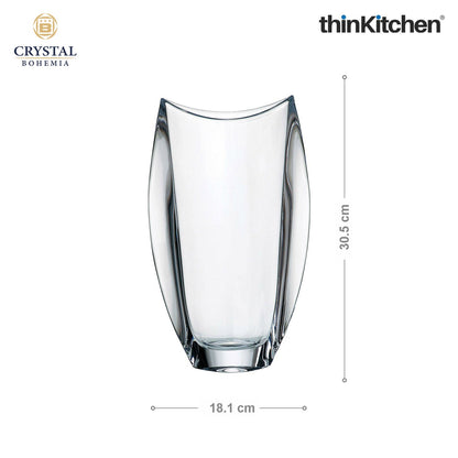 Crystal Bohemia Orbit “B” Vase, 30.5 cm | Premium International Decorative Glass Vase | Luxury Czech Crystalware | Made in Czech Republic