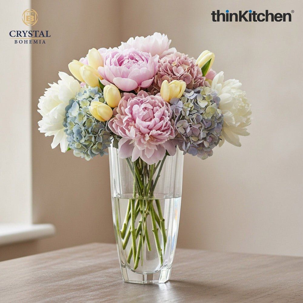 Crystal Bohemia 13 Inches Premium Crystal Decorative Glass Flower Vase for Home Décor, Living Room