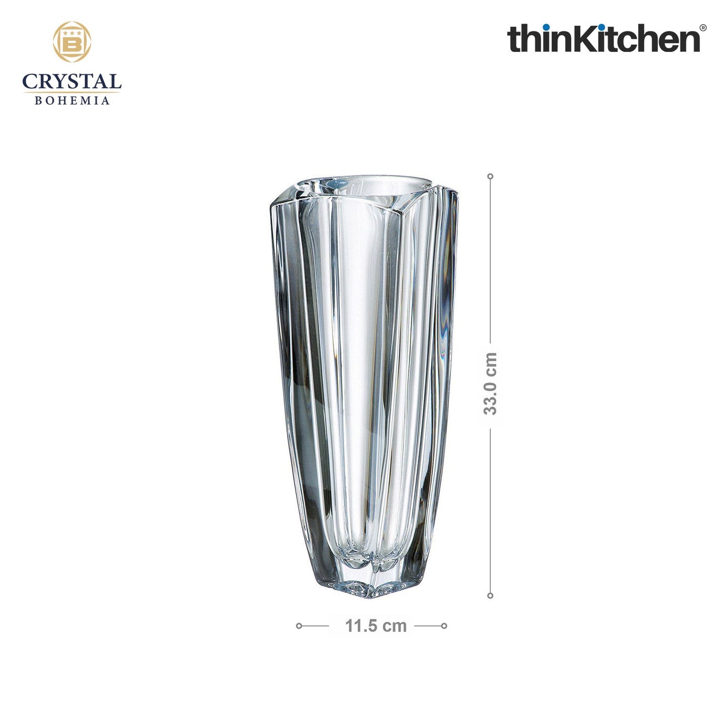Crystal Bohemia AREZZO Premium International Glass Vase, 33 cm | Luxury Czech Crystalware | Elegant Home Décor Accent | Made in Czech Republic