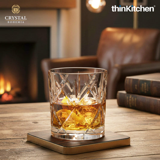 Crystal Bohemia Premium Whisky Glass – YORK – 320 ml Double Old Fashioned (DOF), Set of 6 | Luxury Czech Crystal Tumblers | International Crystalware | Made in Czech Republic