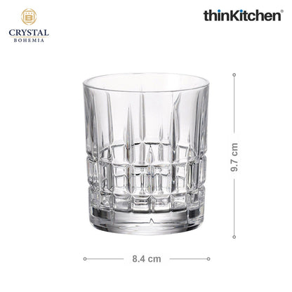 Crystal Bohemia Premium Whisky Glass – DOVER – 320 ml Double Old Fashioned (DOF), Set of 6 | Luxury Czech Crystal Tumblers | International Crystalware | Made in Czech Republic