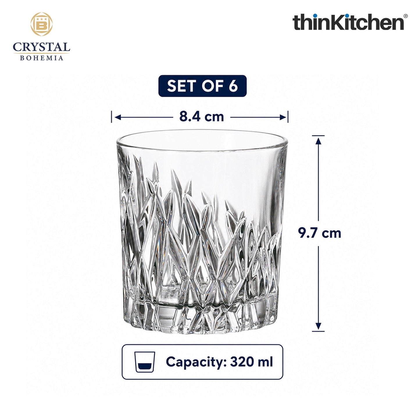 Premium 340ml  Wicker Whisky Glass Set of 6 – Double Old Fashioned (DOF), Luxury  Whisky, Scotch & Bourbon Crystalware Glasses