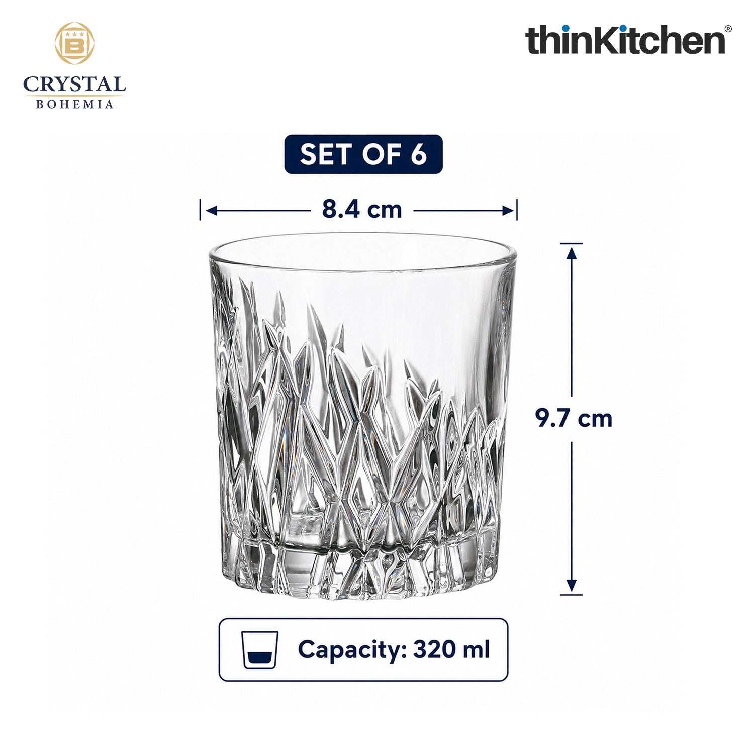 Premium 340ml  Wicker Whisky Glass Set of 6 – Double Old Fashioned (DOF), Luxury  Whisky, Scotch & Bourbon Crystalware Glasses - 4