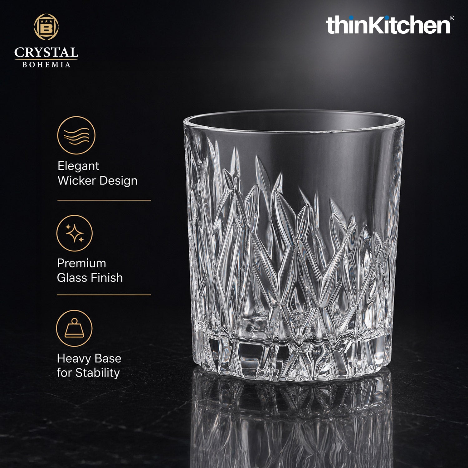 Premium 340ml  Wicker Whisky Glass Set of 6 – Double Old Fashioned (DOF), Luxury  Whisky, Scotch & Bourbon Crystalware Glasses - 5