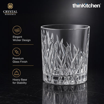 Premium 340ml  Wicker Whisky Glass Set of 6 – Double Old Fashioned (DOF), Luxury  Whisky, Scotch & Bourbon Crystalware Glasses