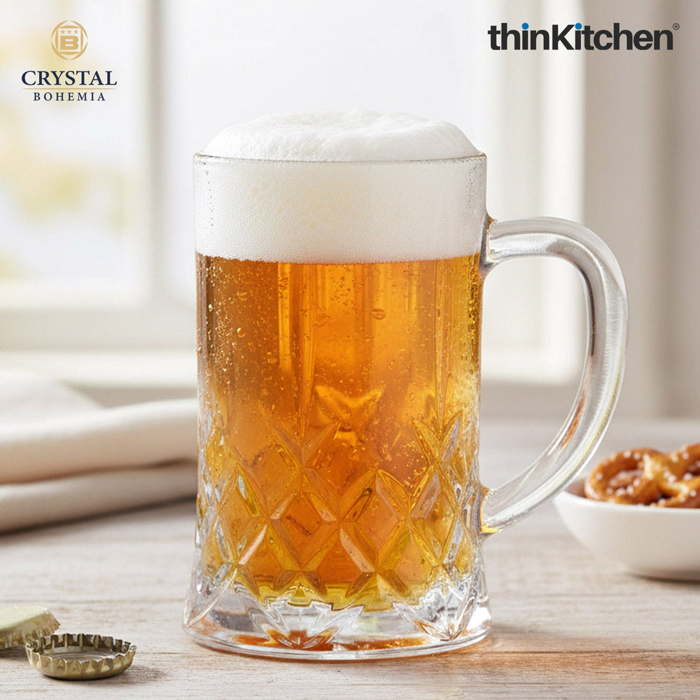 Crystal Bohemia Brixton Premium 500ml Beer Glass Mug with Strong Handle for Lager, Ale & Craft Beers