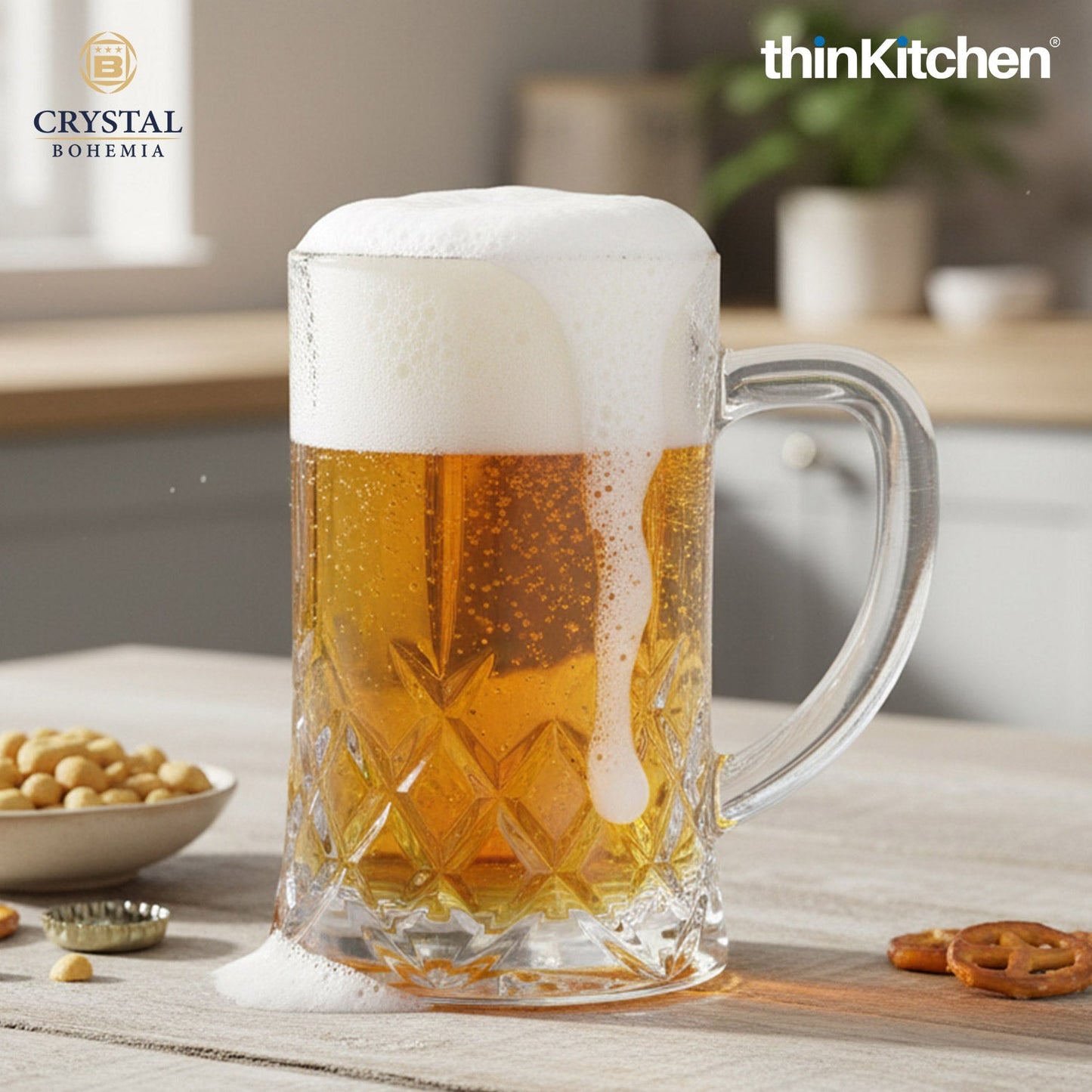 Crystal Bohemia BRIXTON Premium Beer Glass Mug | 500 ml | Czech Republic Heritage Barware | Thick Crystal Stein for Lager, Ale & Craft Beers | International Quality| Made in Czech Republic