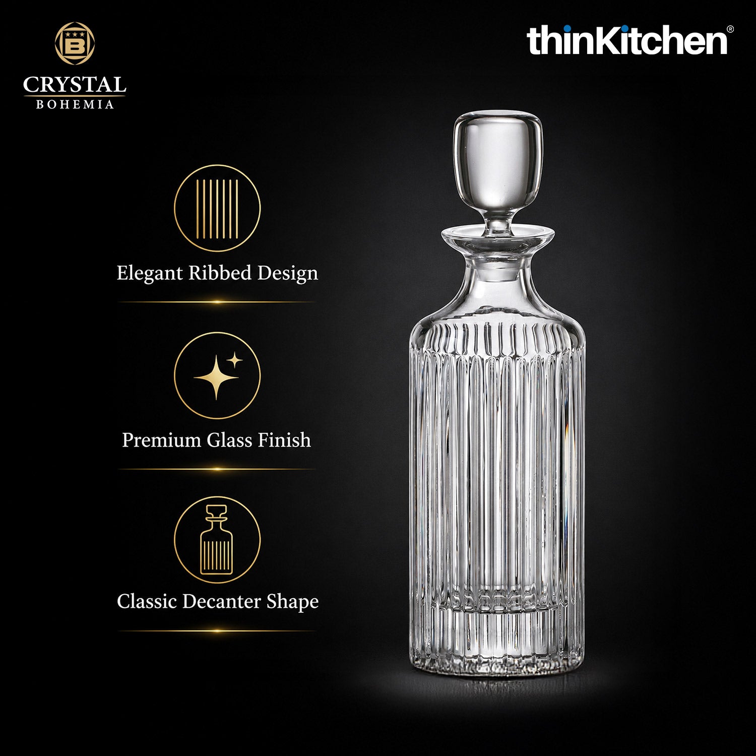 Premium Skyline Premium 750ml Whisky Decanterwith Airtight Stopper for Scotch Bourbon Whiskey - 5