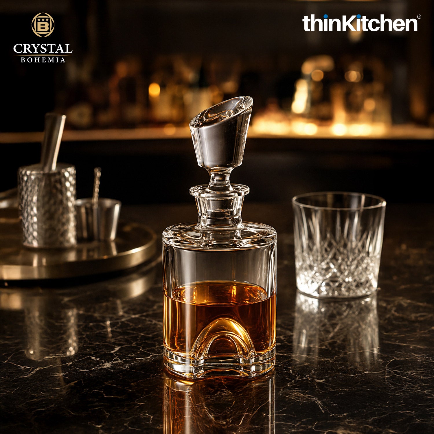 Premium Torneo Premium Whisky Decanter – 550 ml – Diamond‑Cut Czech Crystal Decanter with Stopper - 1