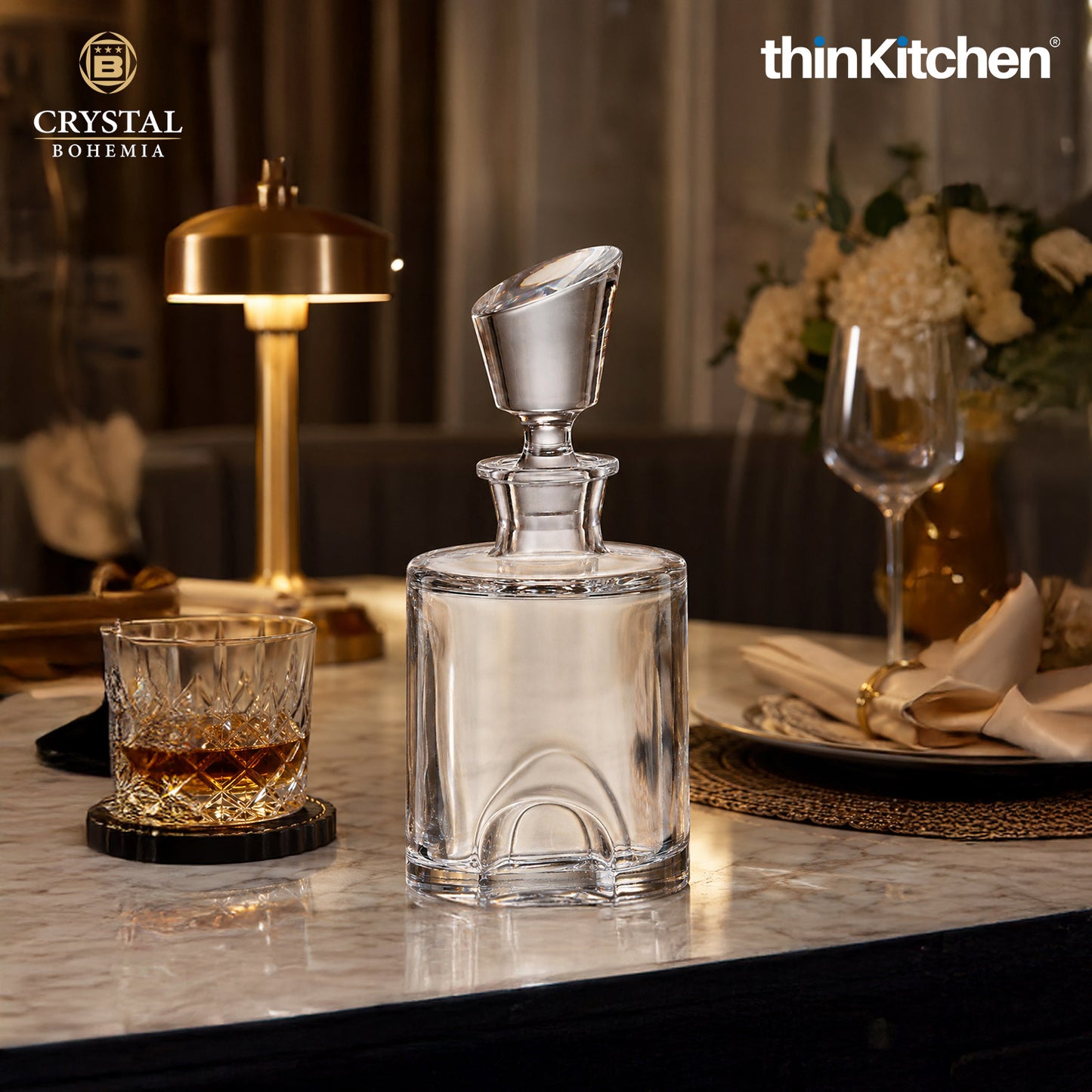 Premium Torneo Premium Whisky Decanter – 550 ml – Diamond‑Cut Czech Crystal Decanter with Stopper