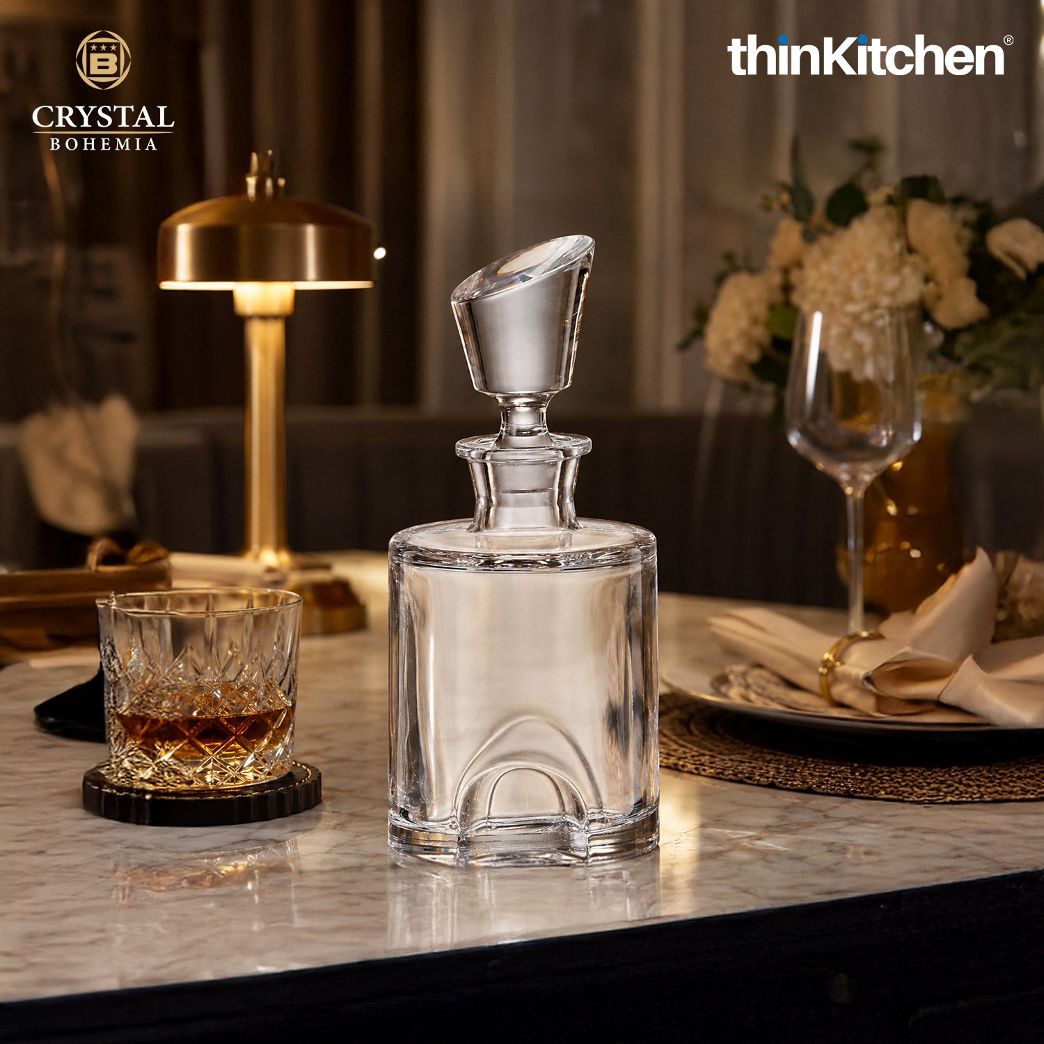 Premium Torneo Premium Whisky Decanter – 550 ml – Diamond‑Cut Czech Crystal Decanter with Stopper - 4