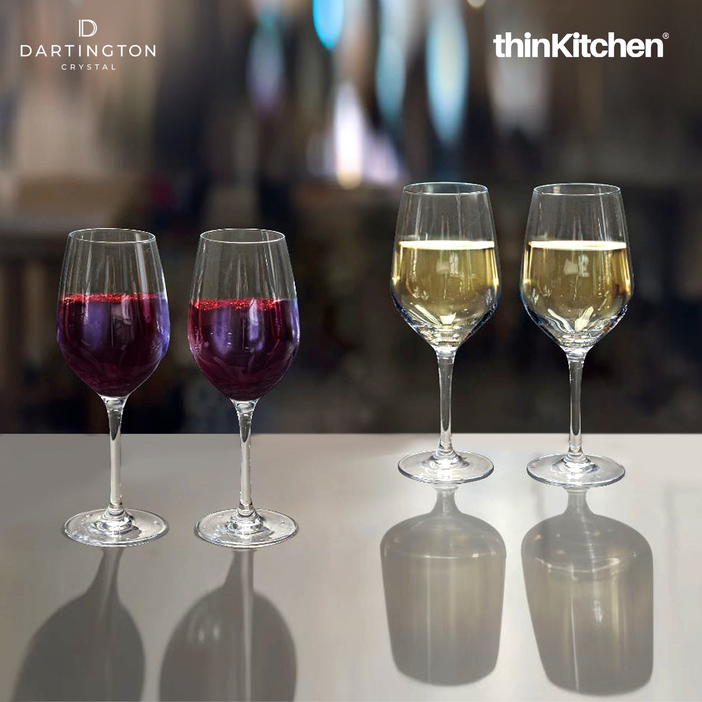 Dartington Set Of Red And White Wine Glasses 4 Pc