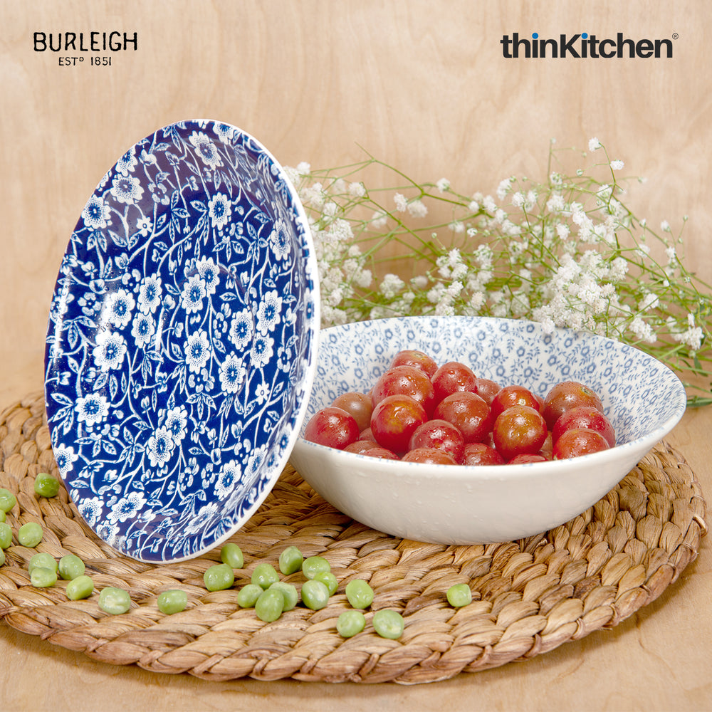 Burleigh Blue Premium Handcrafted Cereal Bowl & Blue Calico Tea Saucer
