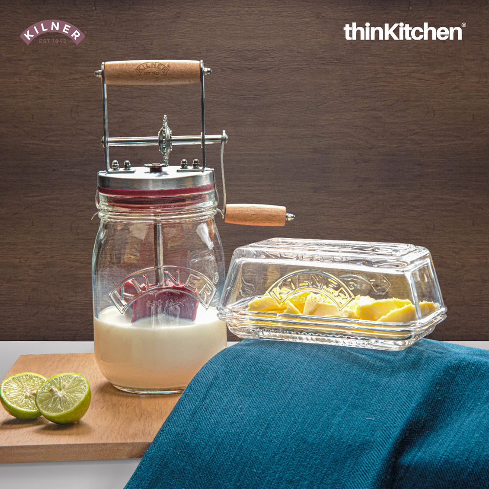 Kilner Premium Manual Butter Churner and Butter Dish Set, Ideal for Homemade Butter Maker & Buttermilk Churner