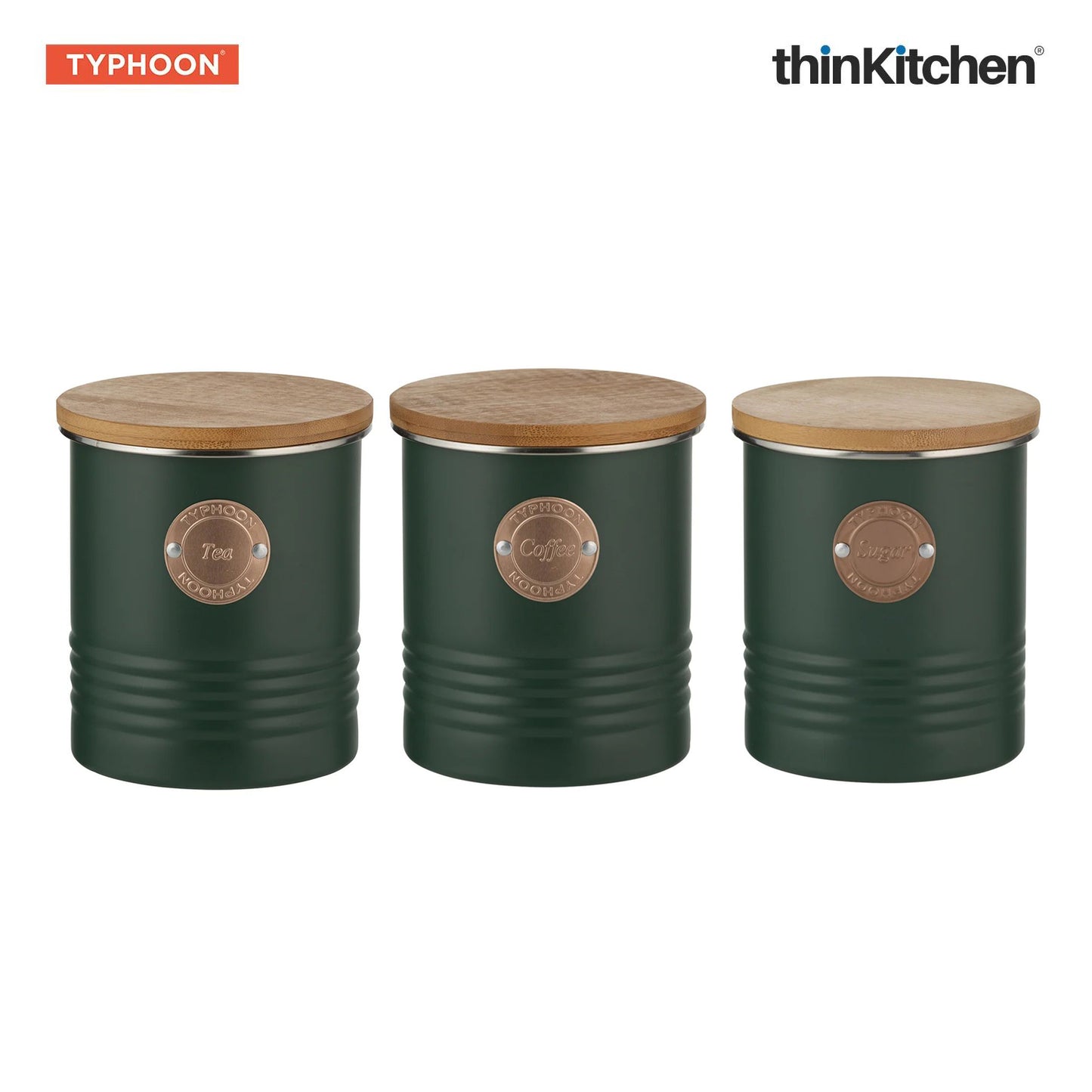 Typhoon Classic Beverage Essential Trio Living Green Tea Sugar Coffee Container Set