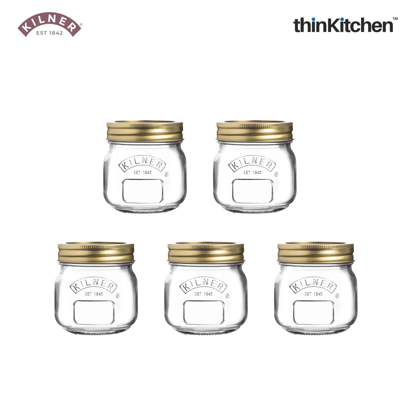 Kilner Essential Mini Glass Jars Set Of 5 250 Ml