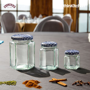 Kilner Hexagonal Twist Jars - Set of 3 (48ml, 110ml, 280ml)