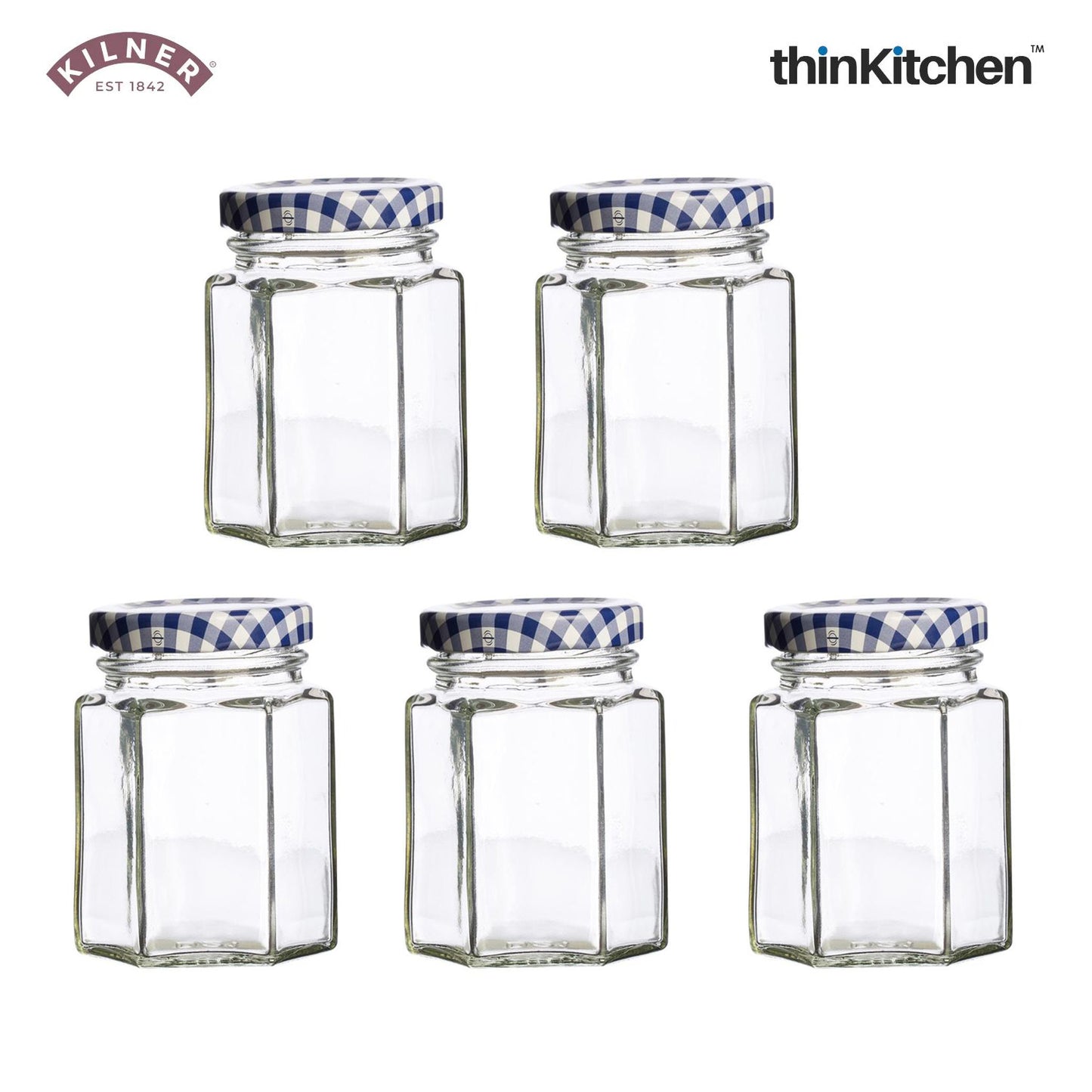 Small Hexagonal Twist Jars Set Of 5 110 Ml