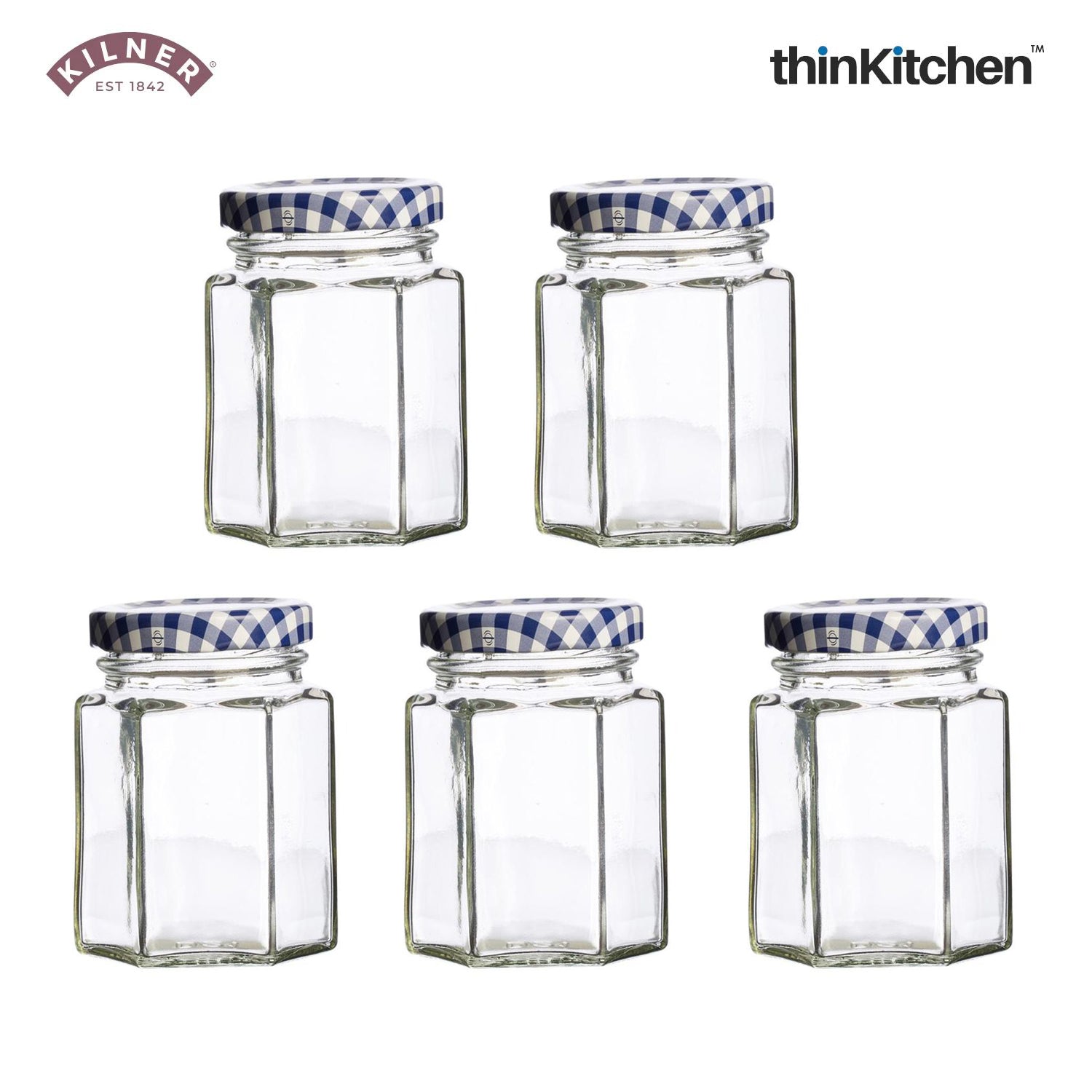Small Hexagonal Twist Jars Set Of 5 110 Ml - 2