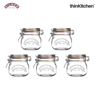 The Classic Clip Top Round Jars Set Of 5 0 5 Litre
