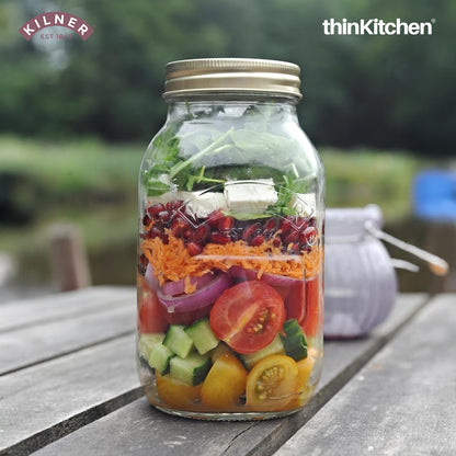 Kilner Premium 1 Litre Leakproof Preserve Glass Jar Set of 4 with Screw Lid, Ideal for Storing and Preserving | Dishwasher Safe Reusable Kitchen Storage Container