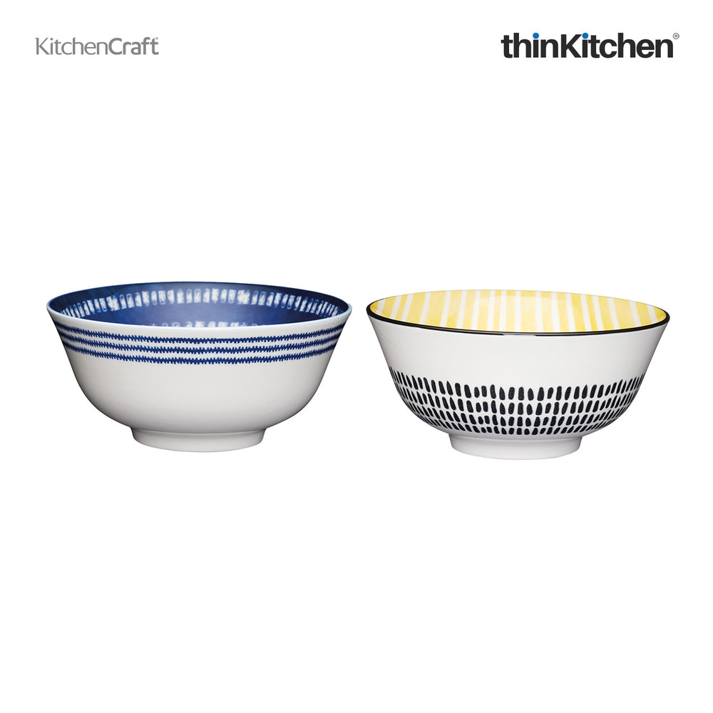 KitchenCraft Vibrant Premium Glazed Stoneware Serving Bowls, Set of 2