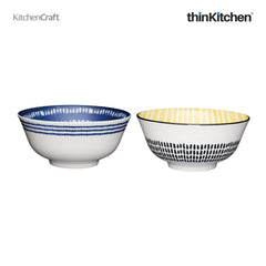 KitchenCraft Vibrant Glazed Stoneware Bowl Duo