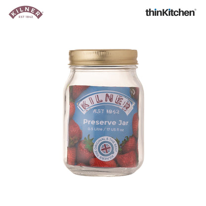 Kilner Set of 3 Preserve Jars, 0.5 Litre