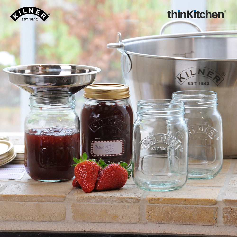 Kilner 6 x 1L  Premium Preserve Glass Jar Set of 6 Pcs for Storing and Preserving, Dishwasher Safe