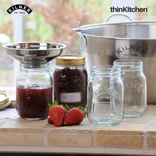 Kilner Preserve Glass Jar Set of 6 Pcs -  1 Litre Each for Storing and Preserving, Dishwasher Safe