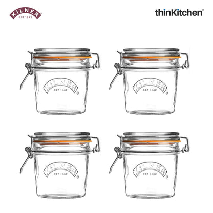 Kilner Set of 4 Clip Top Round Jar, 350ml