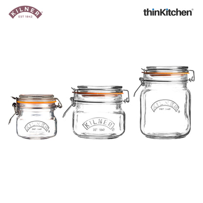 Kilner® Clip Top Jar Storage Combo – Versatile Set (1L, 500ml & 250ml)