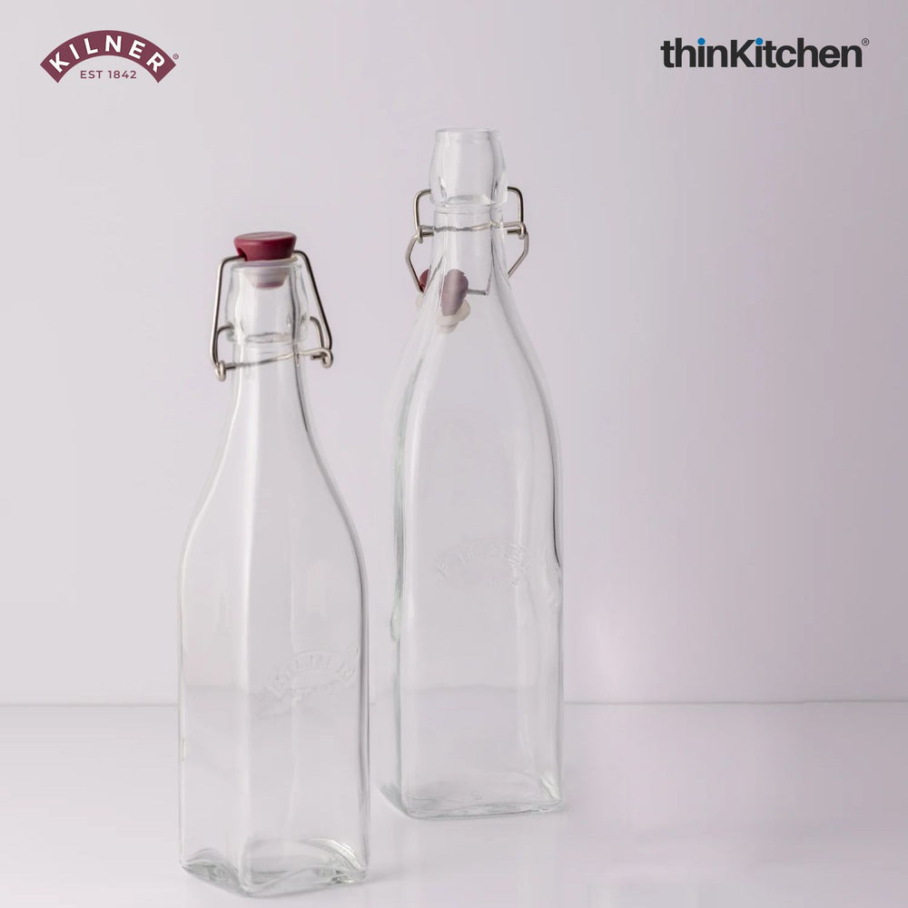 Kilner  6 x 250ml Clip Top Square Premium Glass Bottle Set of 6  for Storage for Dressings, Oil, Vinegar