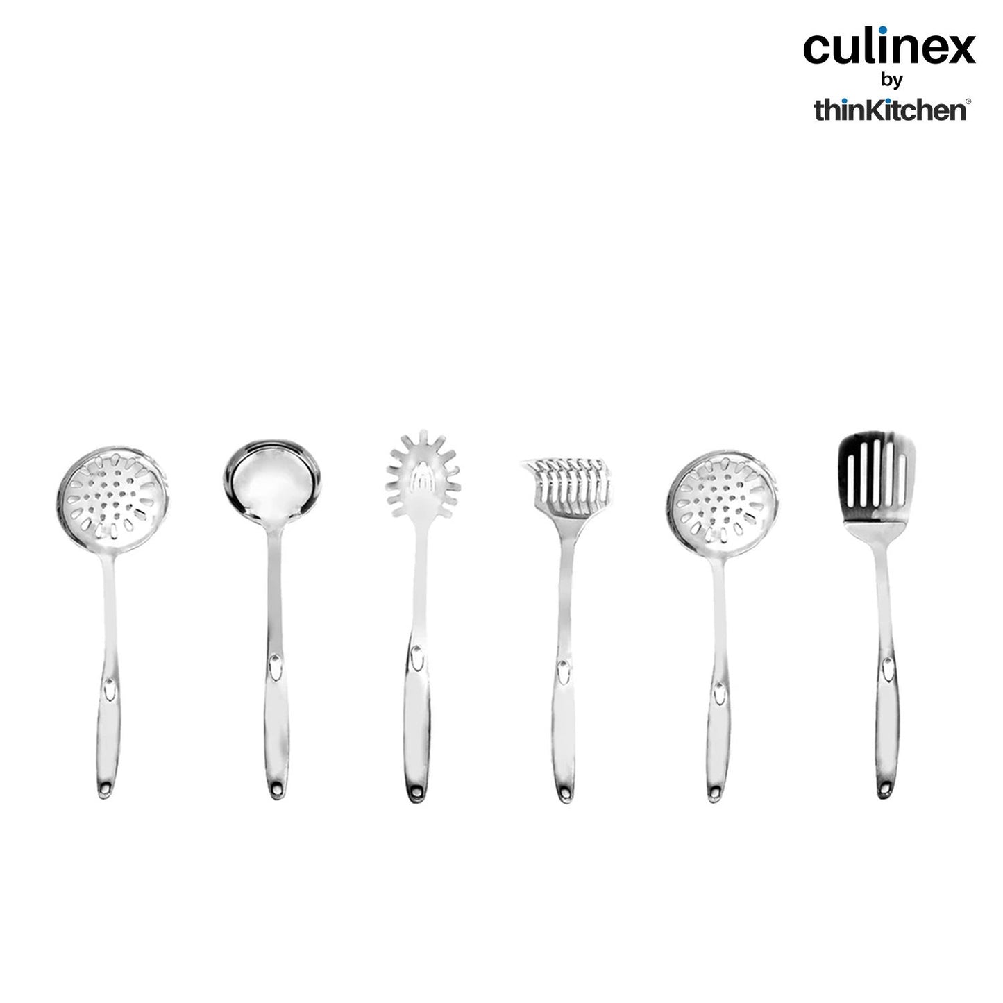 Culinex by thinKitchen | Harmony 18/8 Stainless Steel Hollow Handle Slotted Turner,  Hollow Handle Pasta Server, Hollow Handle Ladle, Hollow Handle Potato Masher & Hollow Handle Skimmer