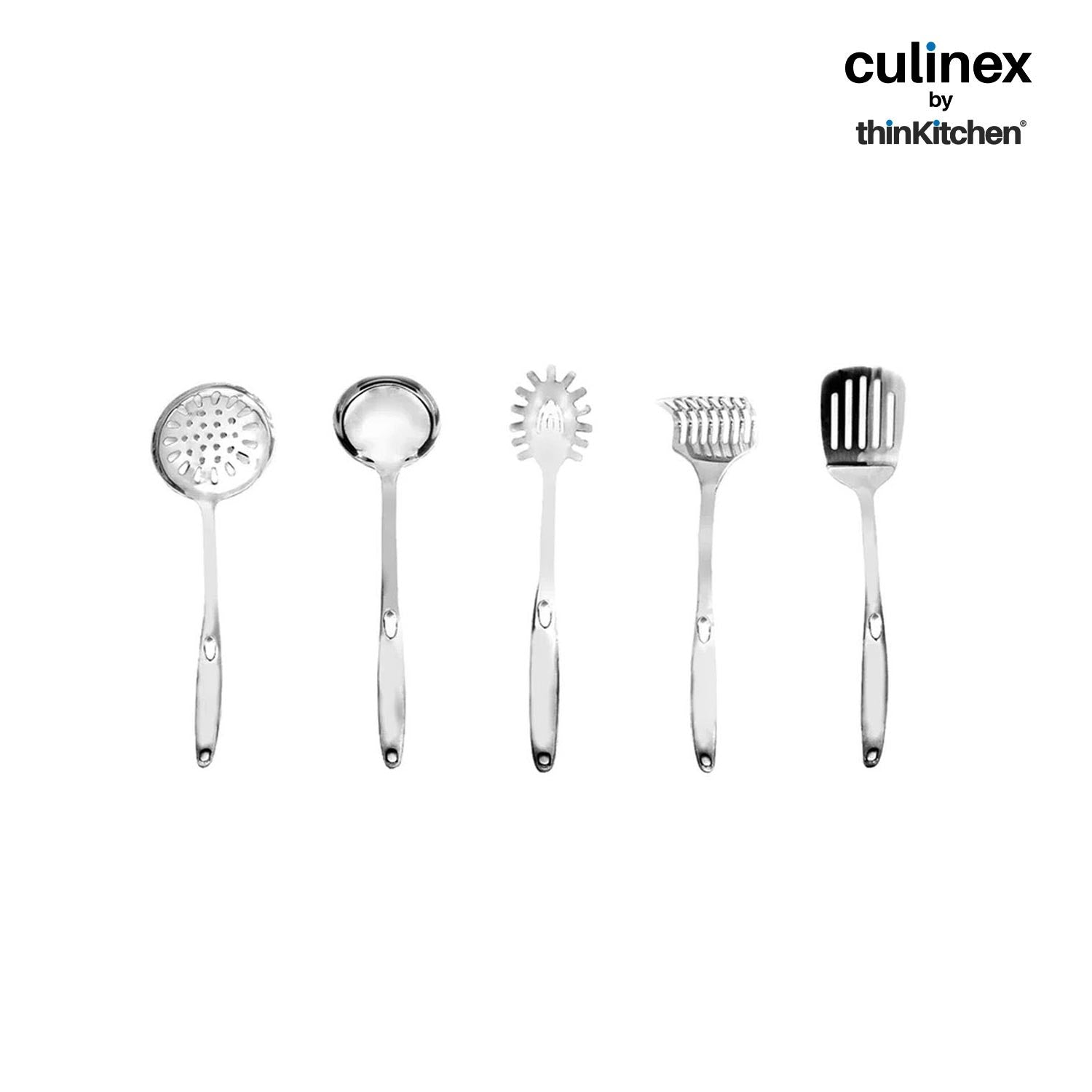 Culinex 18/8 Premium Stainless Steel Cooking Kitchen Tool set of 5, Harmony Series | Silver Rustproof Food Grade Tools By thinKitchen - 1