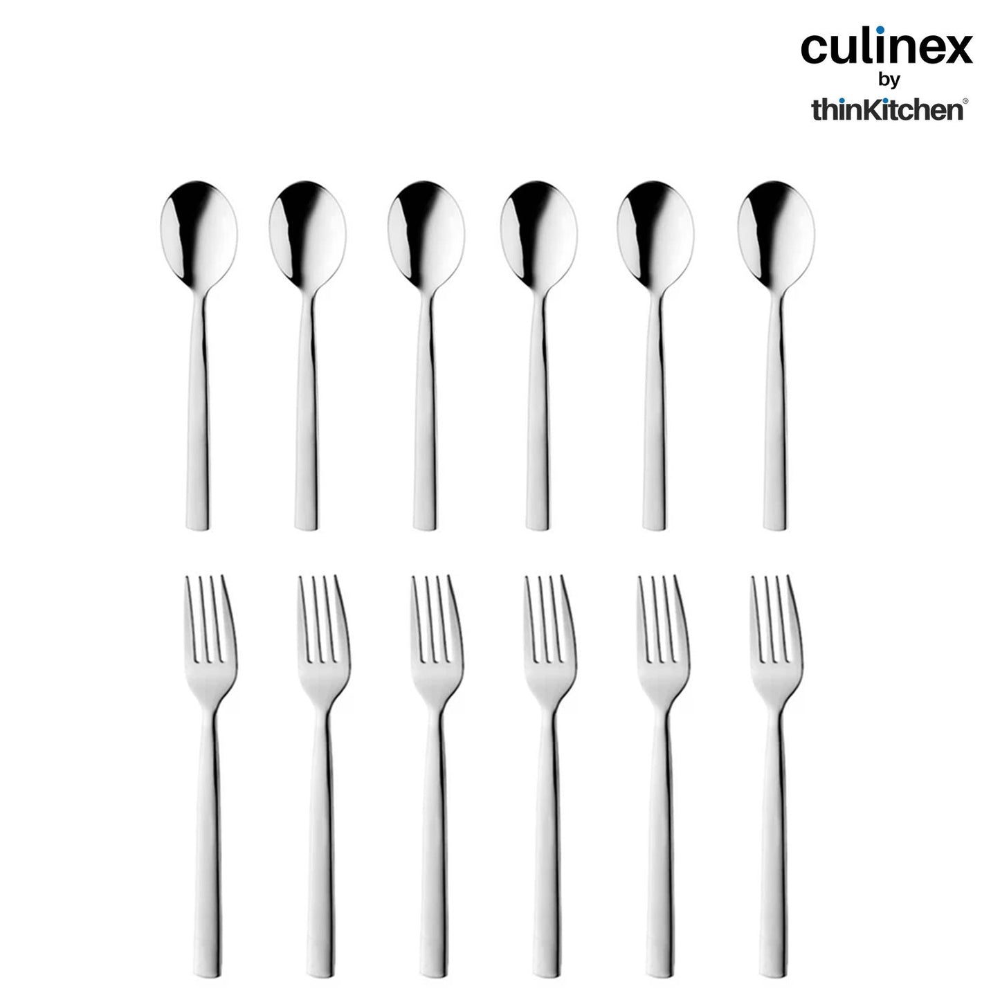 Culinex by thinKitchen|Essen Stainless Steel Dinner Fork & Dinner Spoon,  Set of 6