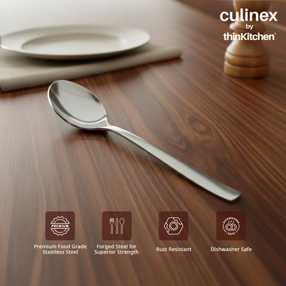 Premium Stainless Steel 7.8" Dinner Fork & Spoon Cutlery Set of 12, Essen Series|Rustproof Flatware By thinKitchen