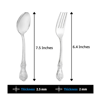 Culinex 18/8 Stainless Steel 6.4" Premoum Dessert Fork & Spoon Cutlery Set of 12, Fest Series | Rustproof Flatware By thinKitchen