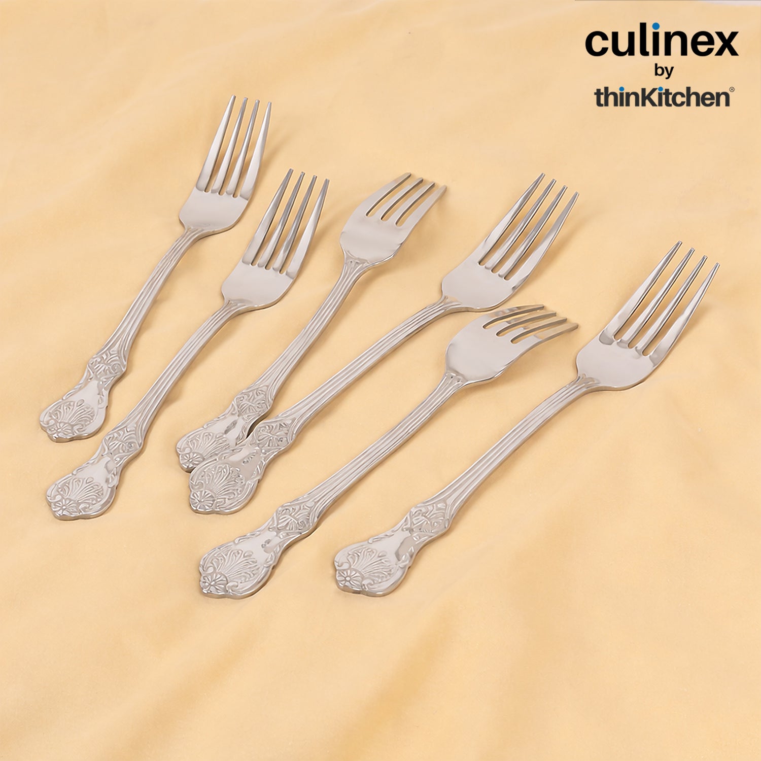 18/8 Premium Stainless Steel 7.6" Table Fork & Spoon Cutlery Set of 12, Fest Series| Rustproof Flatware By thinKitchen - 4